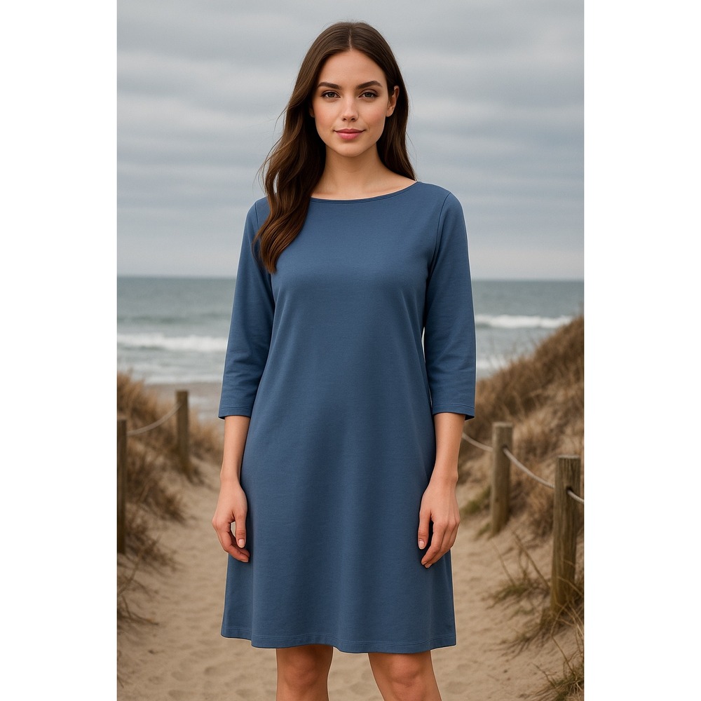 For Cynthia Blue 3/4 Sleeve Boat Neck Knit Dress XL